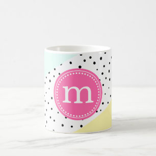 Mint, Pink & Yellow Summer Personalised Monogram Coffee Mug