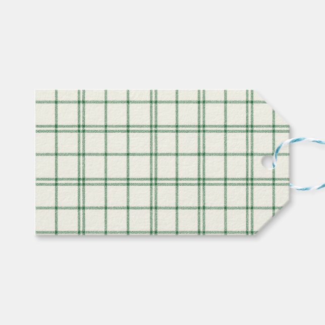 Mint Plaid Gift Tags (Front (Horizontal))