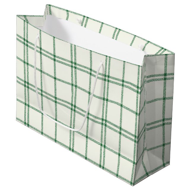Mint Plaid Large Gift Bag (Front Angled)