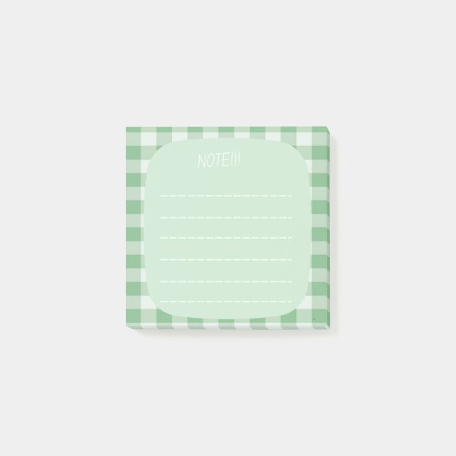 Mint Plaid Note Design (Front)