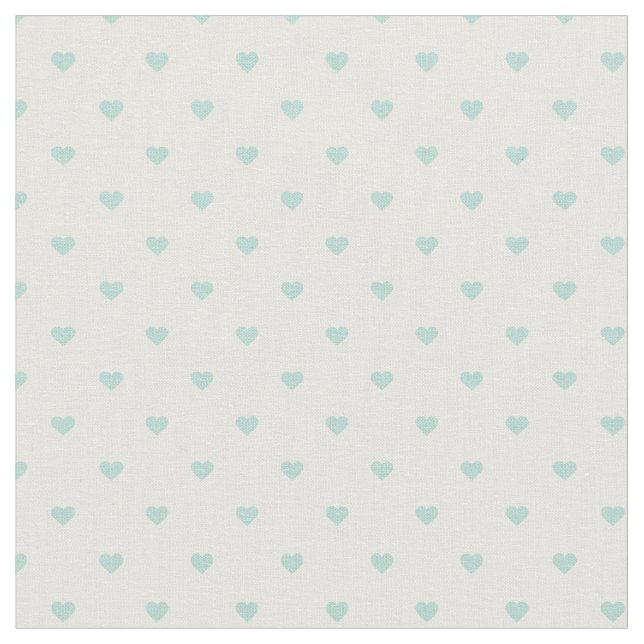 Mint Polka Dot Hearts Fabric (Close Up)