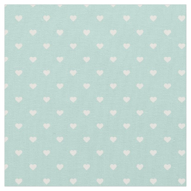 Mint Polka Dot Hearts Fabric (Close Up)