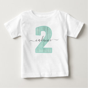 Mint Polka Dots Custom Name 2nd Birthday Party Baby T-Shirt