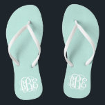 Mint Preppy Script Monogram Flip Flops<br><div class="desc">PLEASE CONTACT ME BEFORE ORDERING WITH YOUR MONOGRAM INITIALS IN THIS ORDER: FIRST, LAST, MIDDLE. I will customise your monogram and email you the link to order. Please wait to purchase until after I have sent you the link with your customised design. Cute preppy flip flip sandals personalised with a...</div>