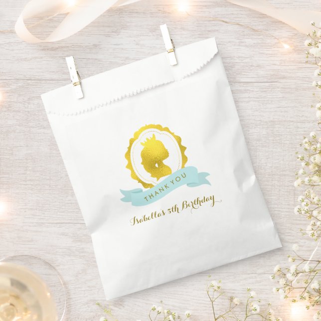 Mint Princess Cameo Birthday Favour Bags (Clipped)