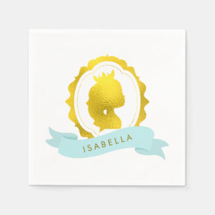 Mint Princess Cameo Birthday Napkin