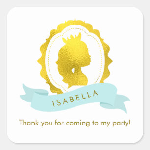 Mint Princess Cameo Birthday Square Sticker