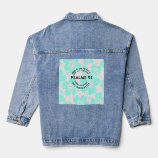Mint psalms 91 flower  denim jacket