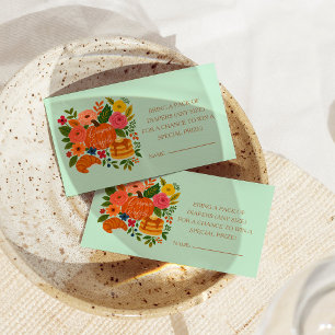 Mint Pumpkin Baby Shower Diaper Raffle Ticket Enclosure Card