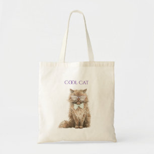 Mint Purple Brown Cool Cat Glasses Tote Bag