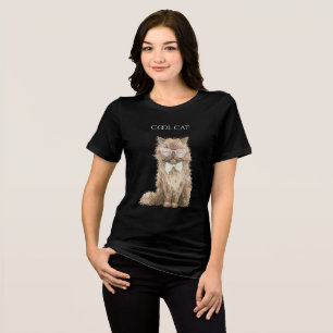 Mint Purple Brown Cool Cat Glasses Tri-Blend Shirt