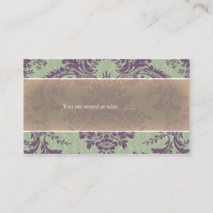 Mint Purple elegant damask place card