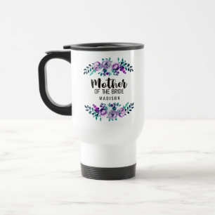 Mint & Purple Floral Wreath Mother of the Bride Travel Mug