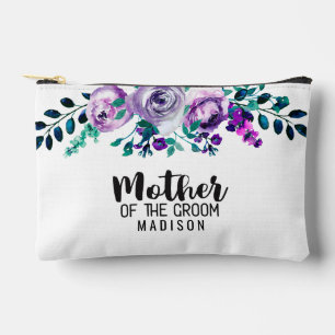 Mint & Purple Floral Wreath Mother of the Groom Accessory Pouch