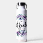 Mint & Purple Floral Wreath Wedding Bride Water Bottle<br><div class="desc">Mint & Purple Floral Wreath Watercolor Wedding Personalised Bride Mason Jar Mug with pretty rose and flowers and fun modern Brush Font. Check my shop to see the entire wedding suite for this design!</div>