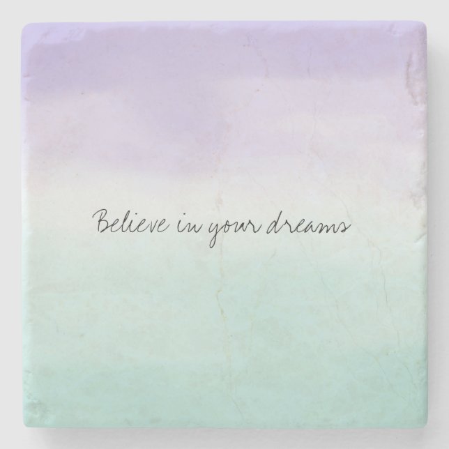 Mint Purple Watercolor Tie Dye Stone Coaster (Front)