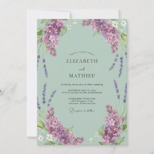 Mint Purple Wisteria Wedding Invitation