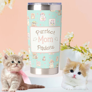 Mint Purrfect Mum Cat Boho Spring Hats Insulated Tumbler