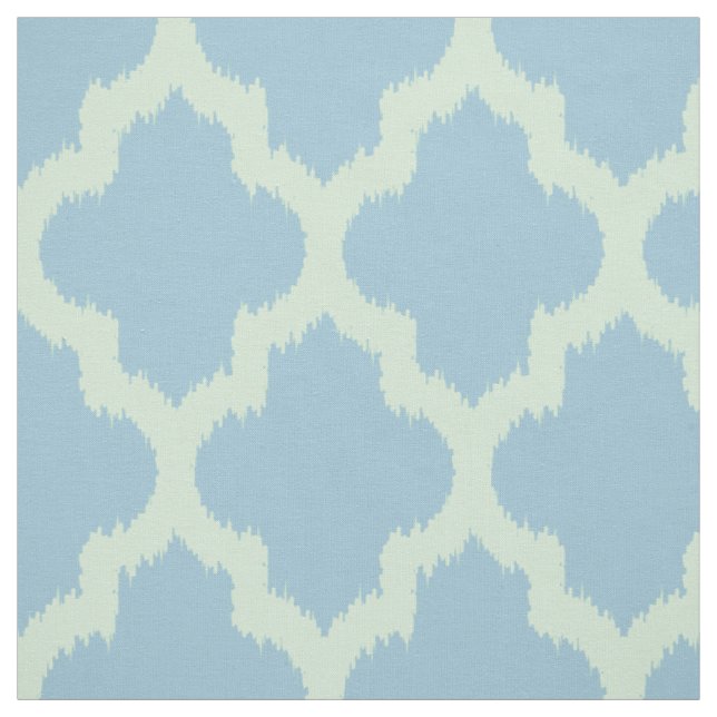 Mint Quatrefoil Ikat With Custom Blue Background Fabric (Swatch)