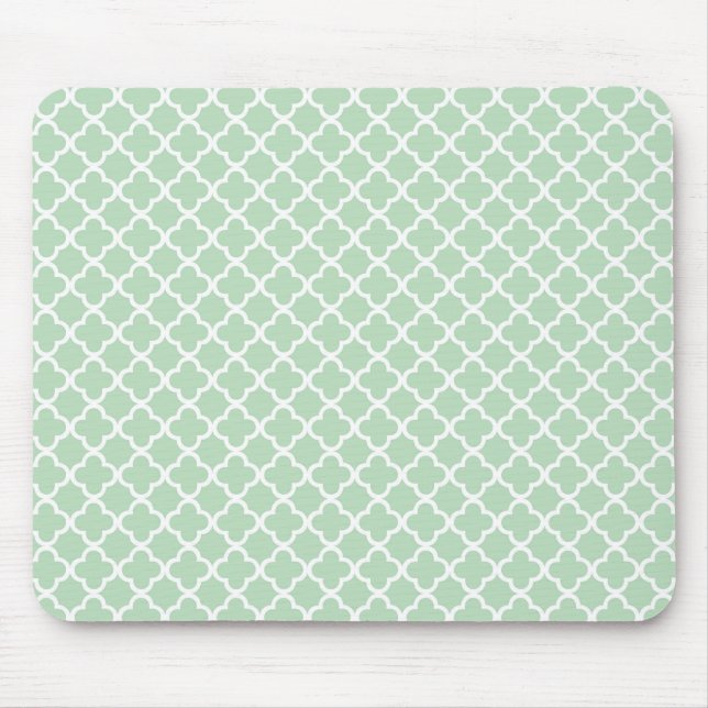 Mint Quatrefoil Mouse Mat (Front)