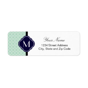 Mint Quatrefoil Pattern with Monogram