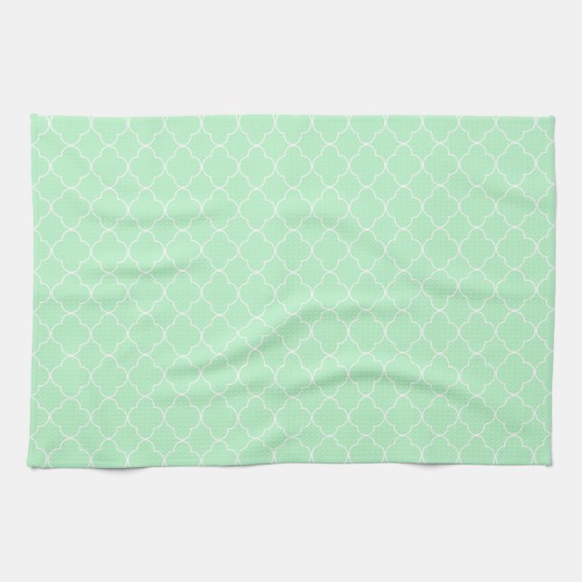 Mint Quatrefoil Tea Towel (Horizontal)