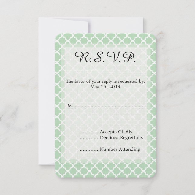 Mint Quatrefoil Wedding RSVP (Front)
