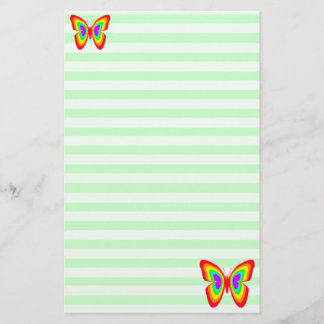 Mint Rainbow Butterflies Stationery