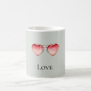 Mint Red Strawberry Heart Glasses Coffee Mug