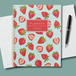 Mint & Red Summer Strawberry Pattern 2023 Planner