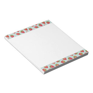 Mint & Red Summer Strawberry Pattern Notepad