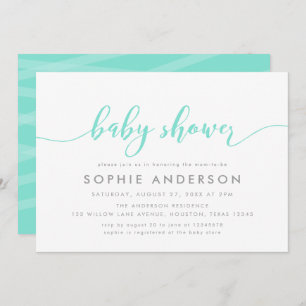Mint Relax Script Baby Shower Invitation