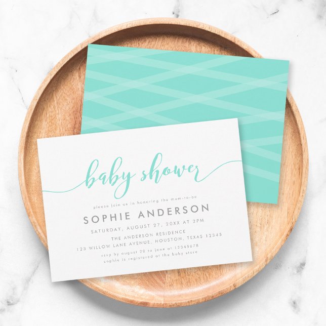 Mint Relax Script Baby Shower Invitation (Creator Uploaded)
