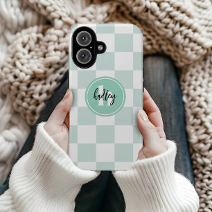 Mint Retro Check Monogram Case-Mate iPhone Case
