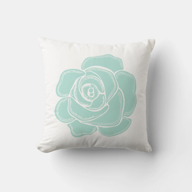 Mint Rose Flower Cushion (Front)
