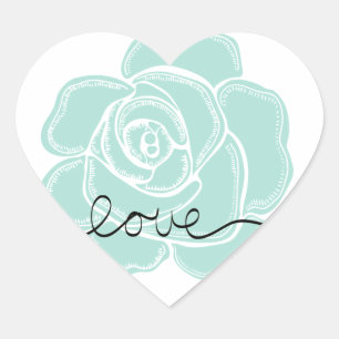 Mint Rose Heart Sticker