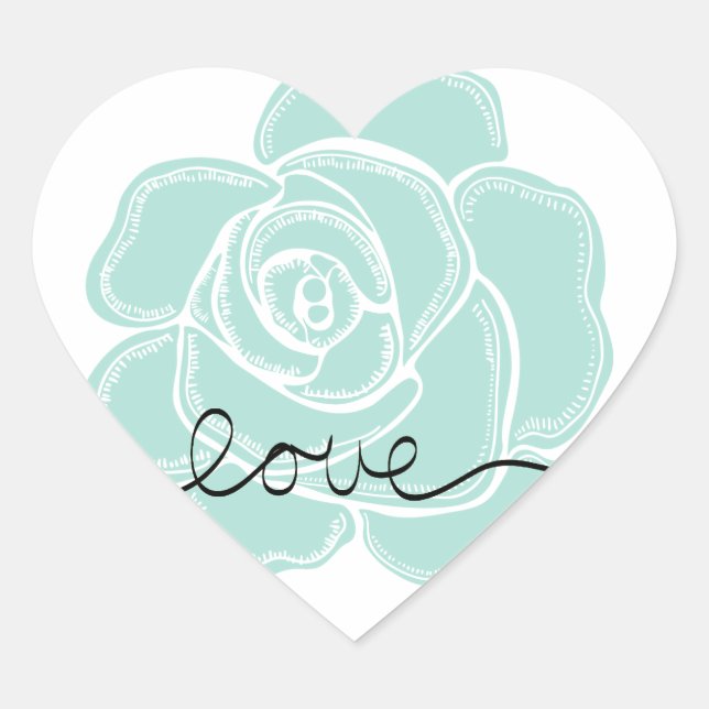 Mint Rose Heart Sticker (Front)