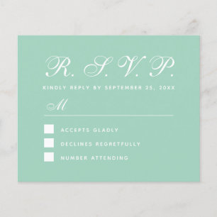 Mint RSVP Budget Green White Wedding Response Card
