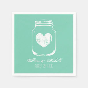 Mint rustic country chic mason jar wedding napkins