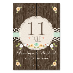 MINT RUSTIC FLORAL BOHO WEDDING TABLE NUMBER CARDS