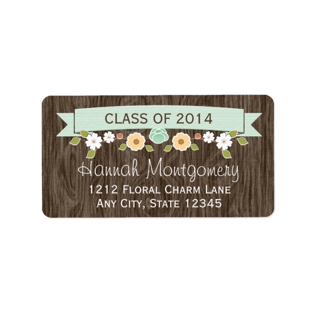 MINT Rustic Floral Graduation Return Address Label (Front)