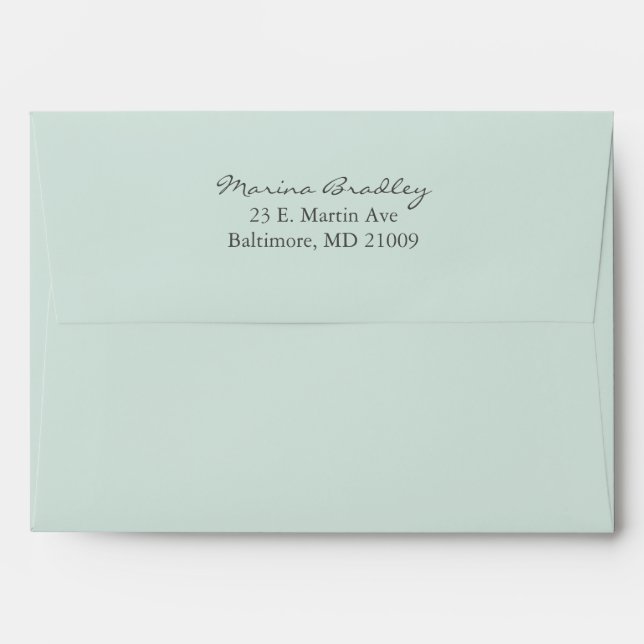 Mint Rustic Monogram Wreath Invitation Envelope (Back (Top Flap))