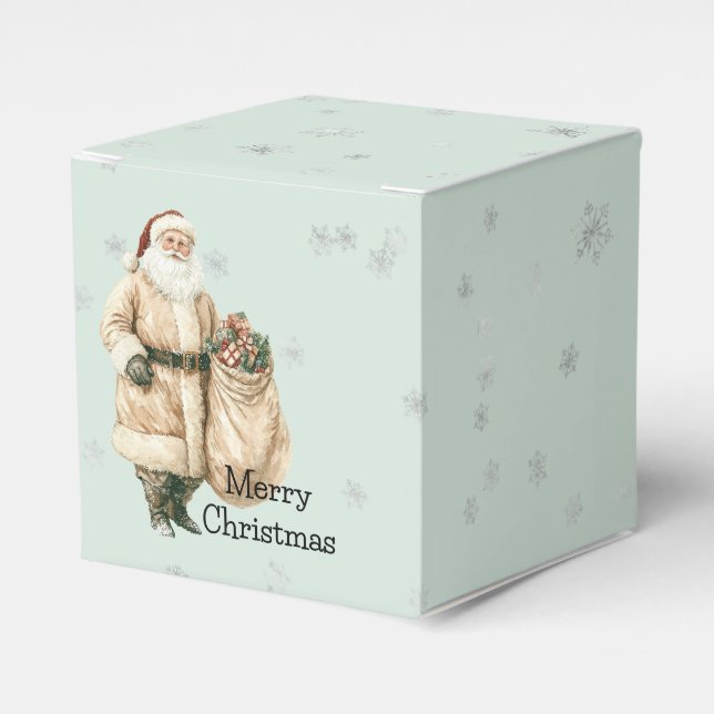 Mint Rustic Santa Christmas Favour Box (Front Side)