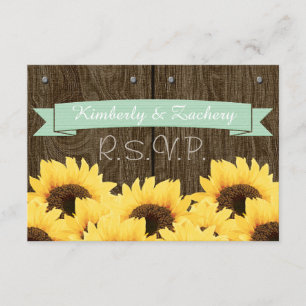 MINT RUSTIC SUNFLOWER RSVP CARD