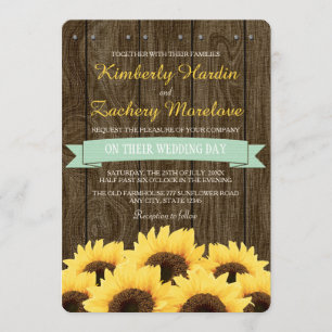 MINT RUSTIC SUNFLOWER WEDDING INVITATION