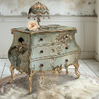 Mint Sage Green Abstract Cherry Blossoms