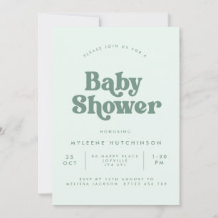 Mint & Sage Retro Type Baby Shower Invitation