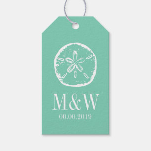 Mint sand dollar beach wedding favour gift tags