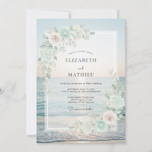Mint Sandy Leafy Wedding Invitation