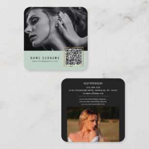 Mint scannable barcode QR code photo  Square Business Card
